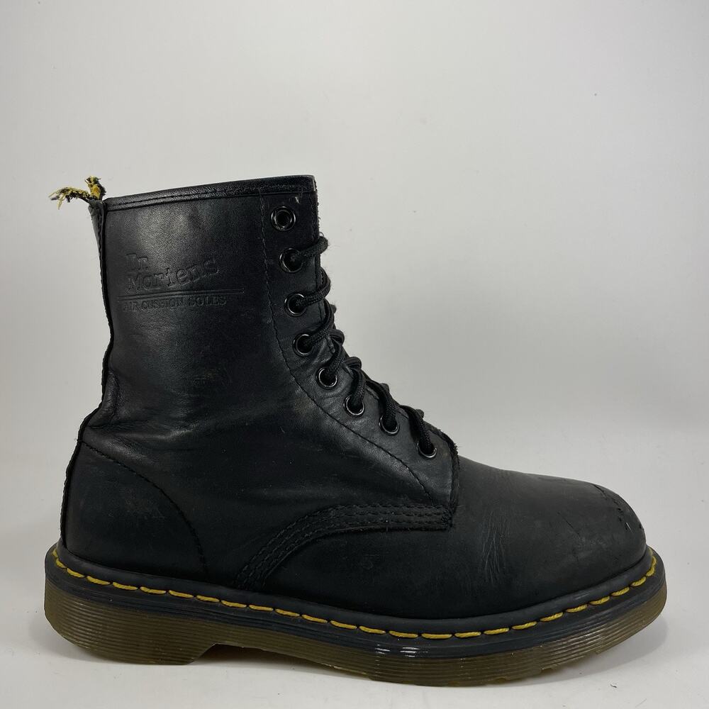 Dr Martens Docs Pascal Combat Boots Womens Size 7 Black Leather Lace Up